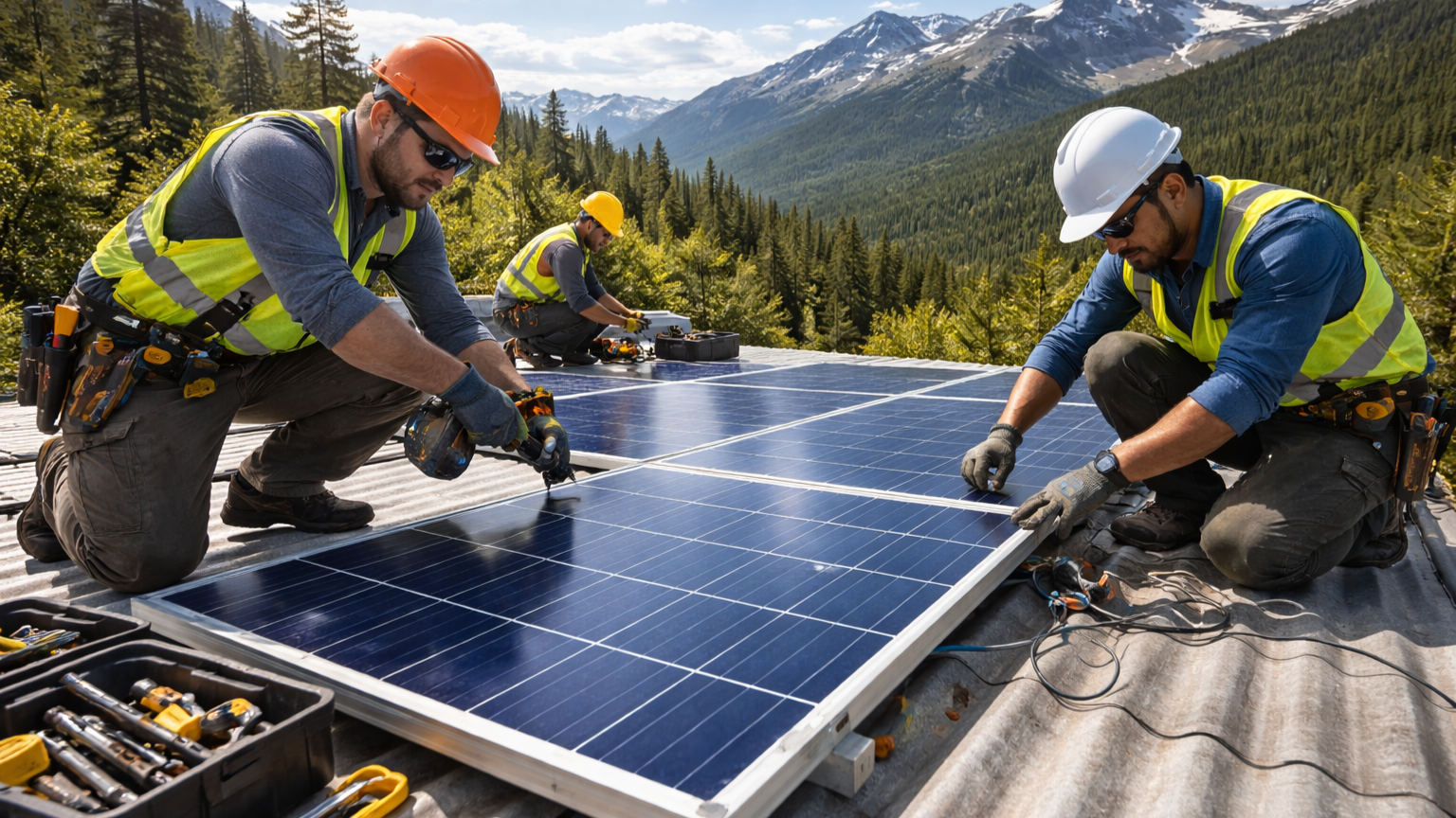Off grid solar panel installation in remote areas