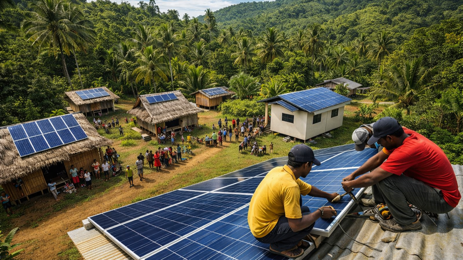 Off grid solar panel installation